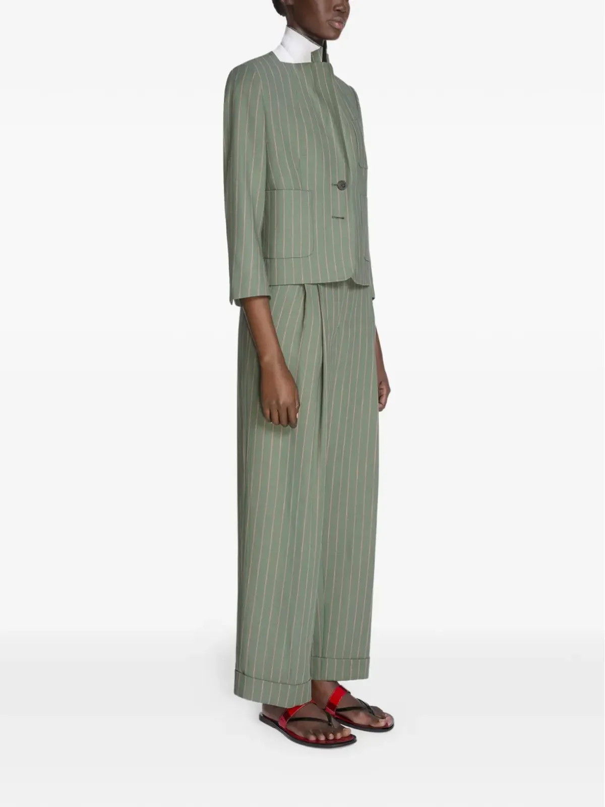 DRIES VAN NOTEN プリーツ入りピンストライプパンツ - 画像3