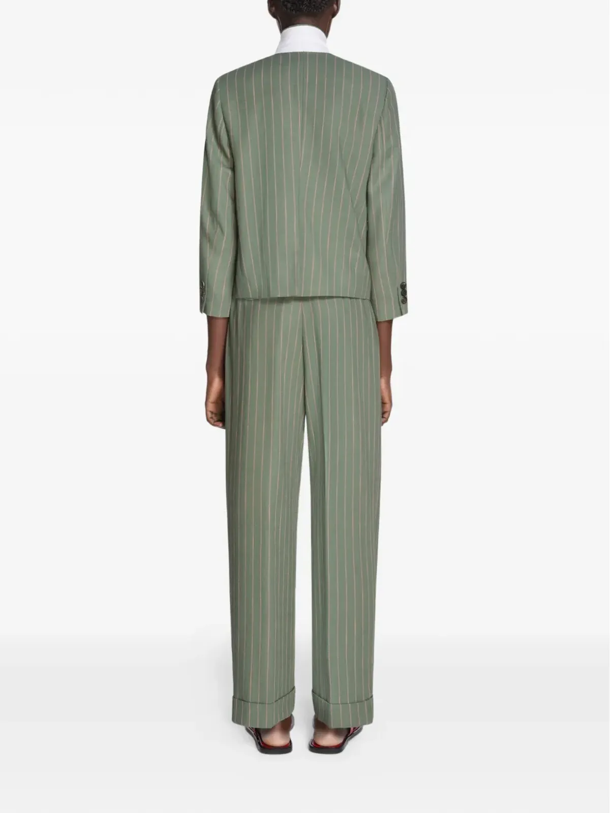 DRIES VAN NOTEN プリーツ入りピンストライプパンツ - 画像4