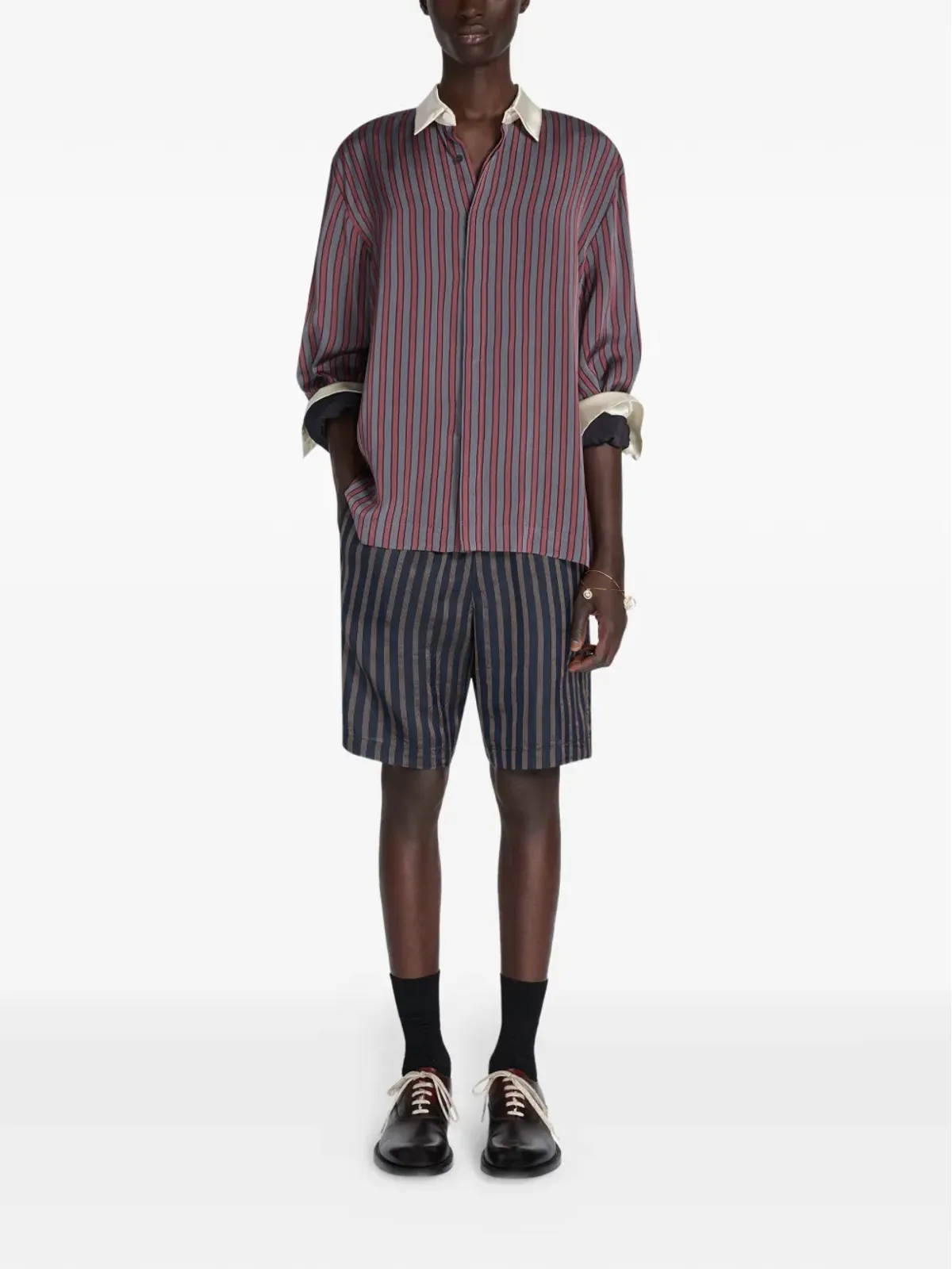 DRIES VAN NOTEN コントラストストライプシャツ - 画像2