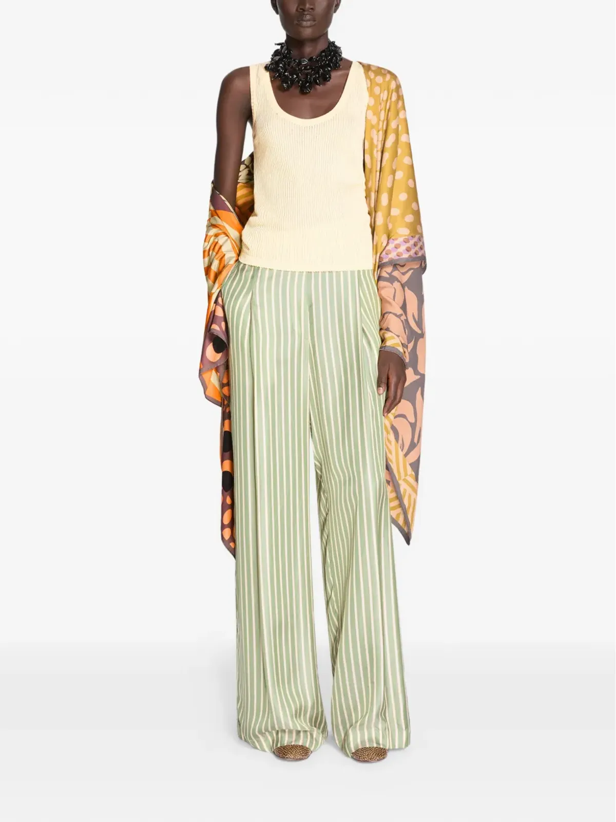 DRIES VAN NOTEN ストライプ柄プリーツパンツ - 画像2