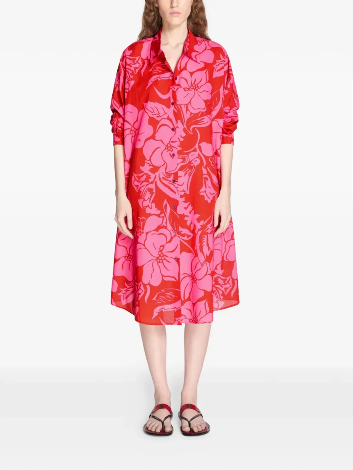 DRIES VAN NOTEN 花柄シャツミディドレス - 画像2