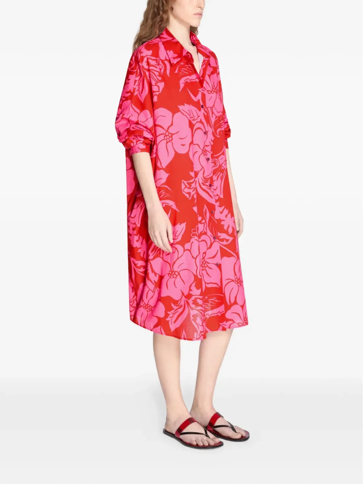 DRIES VAN NOTEN 花柄シャツミディドレス - 画像3