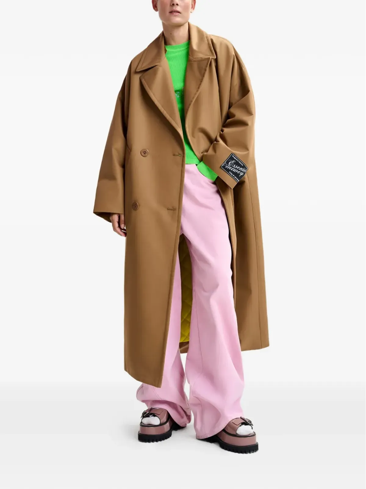 Essentiel Antwerp ロゴパッチ ダブルブレストコート - 画像2