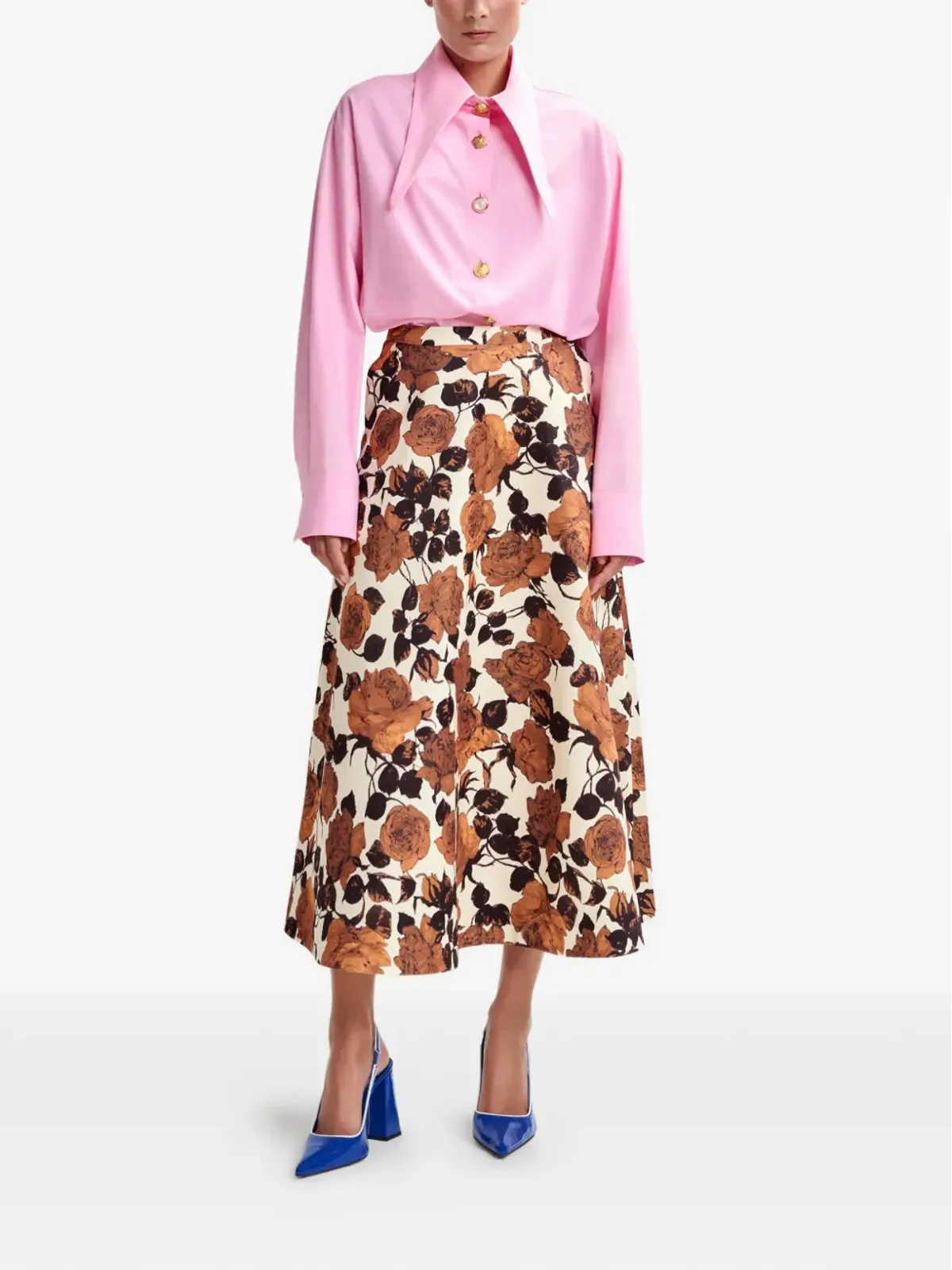 Essentiel Antwerp 花柄プリント Aライン ミディスカート - ナチュラルカラー - 画像3