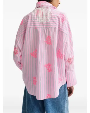Essentiel Antwerp ピンストライプ花刺繍シャツ - サムネイル5