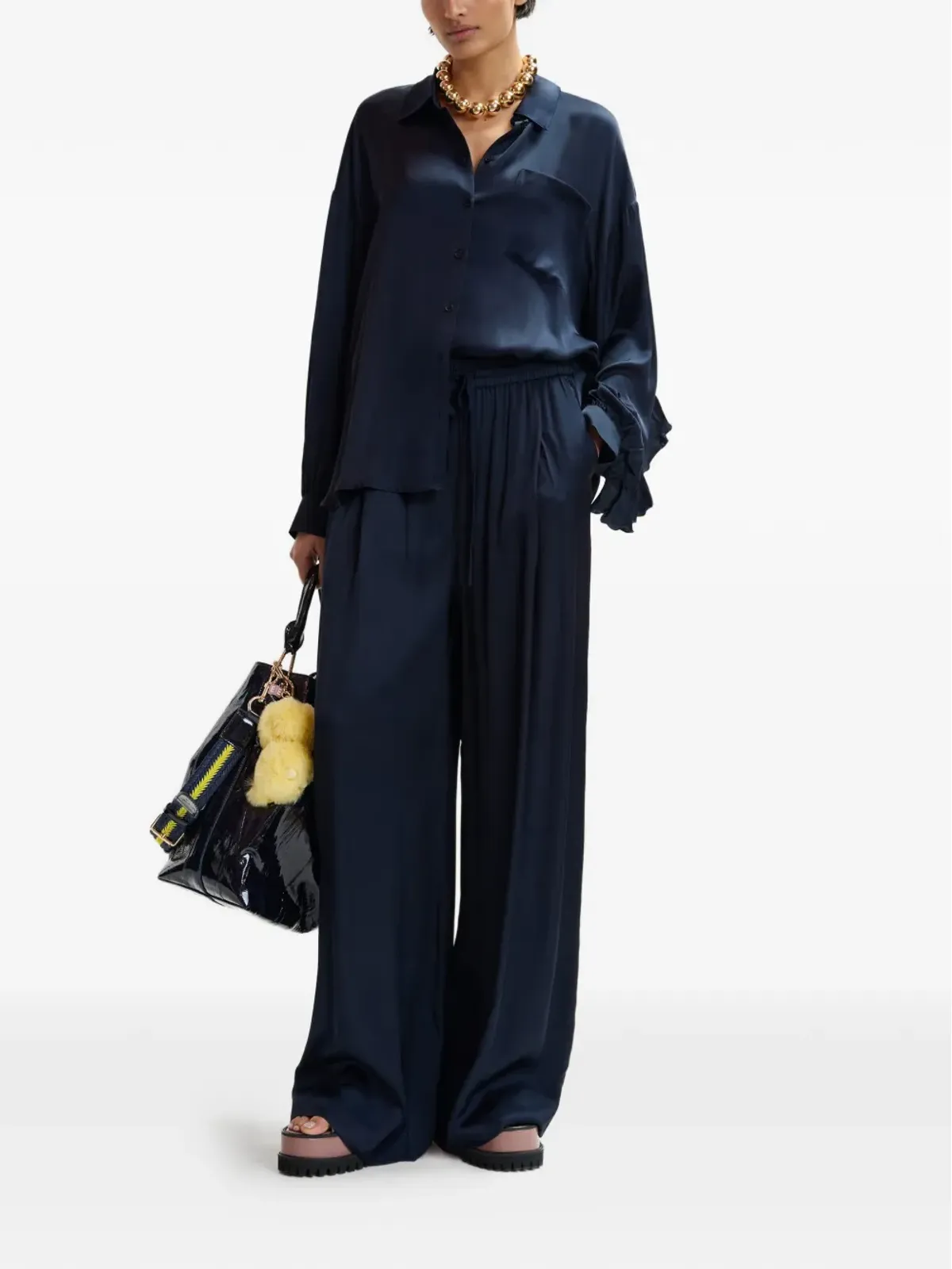 Essentiel Antwerp ドローコードウエストのワイドパンツ - 画像2