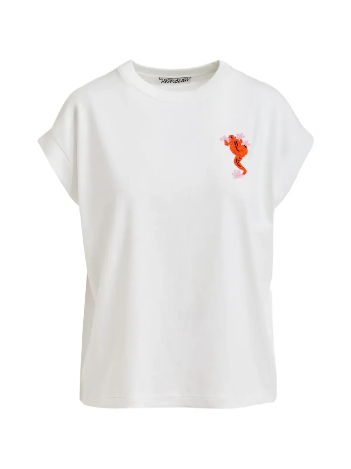 Essentiel Antwerp bead-embellished frog-detail T-shirt - White - 画像1