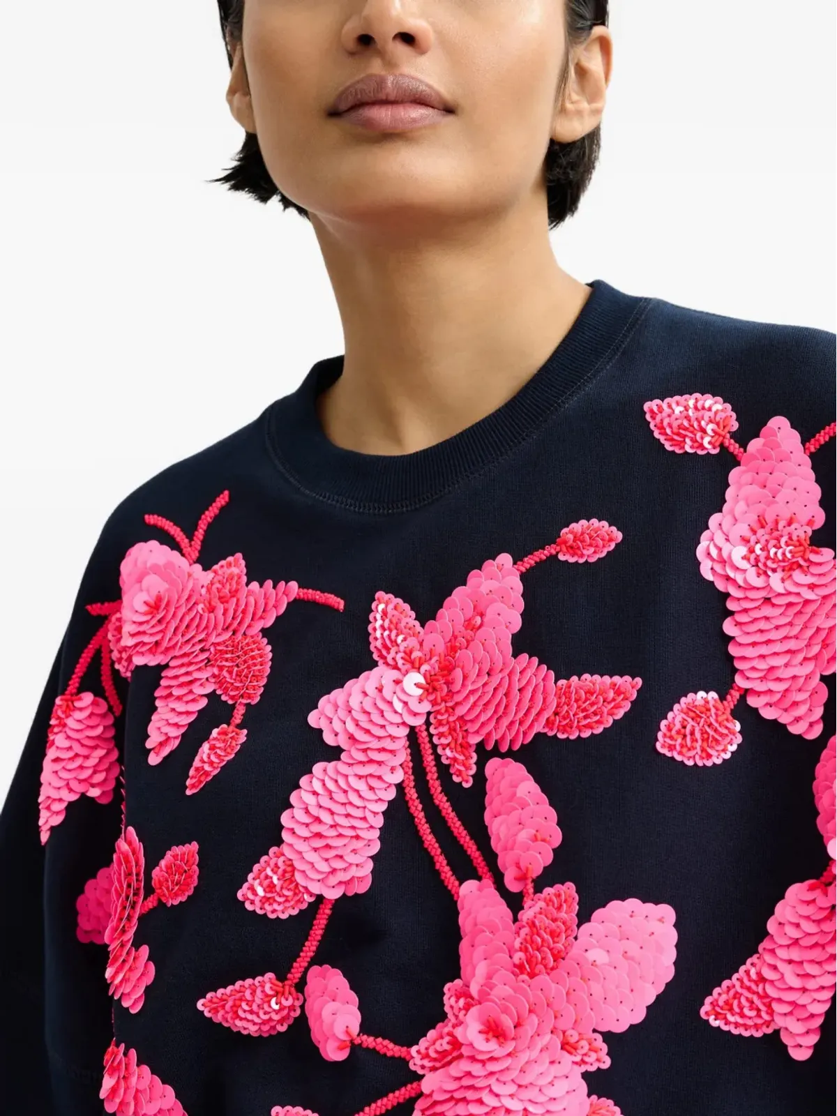 Essentiel Antwerp 花柄スパンコール装飾スウェット - 画像5