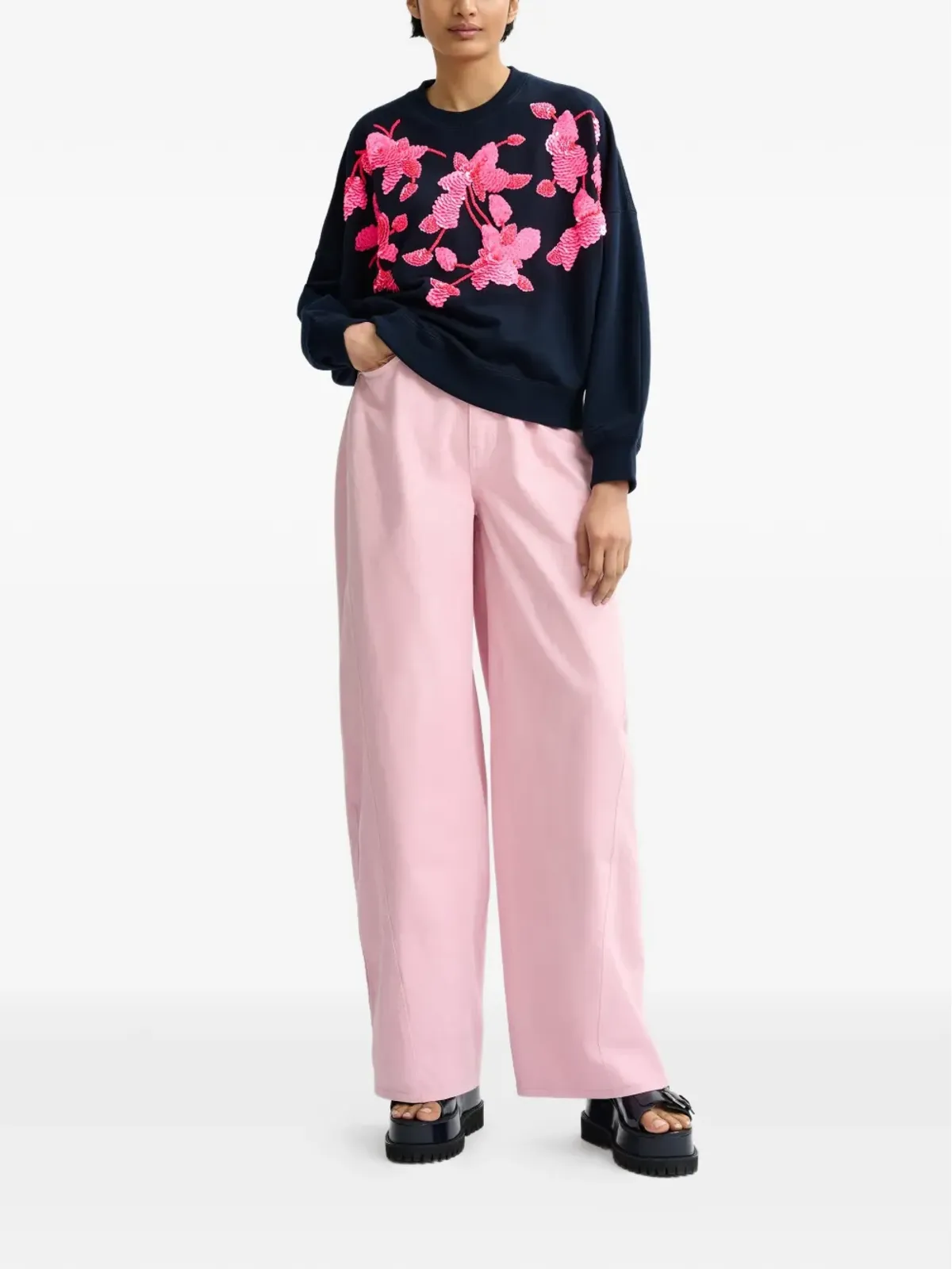 Essentiel Antwerp 花柄スパンコール装飾スウェット - 画像2