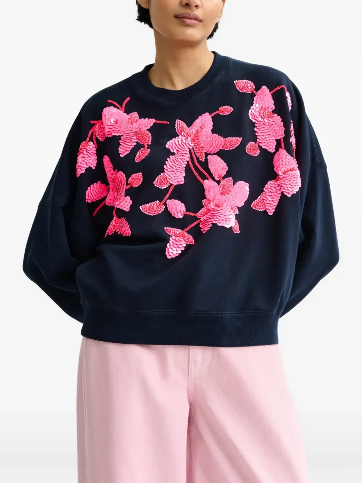 Essentiel Antwerp 花柄スパンコール装飾スウェット - 画像3