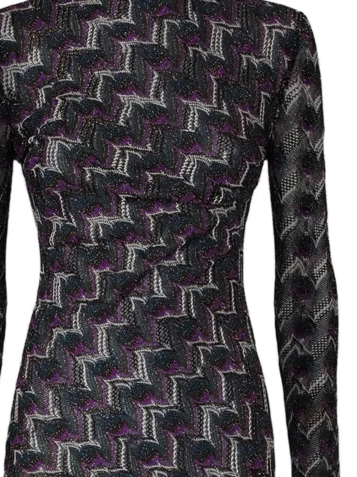 Missoni ロングスリーブ柄マキシドレス（ブラック） - 画像2