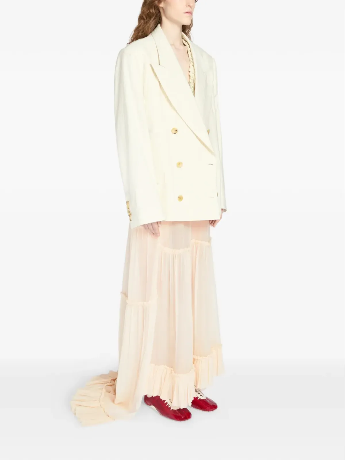 DRIES VAN NOTEN oversized double-breasted blazer - Neutrals - 画像3