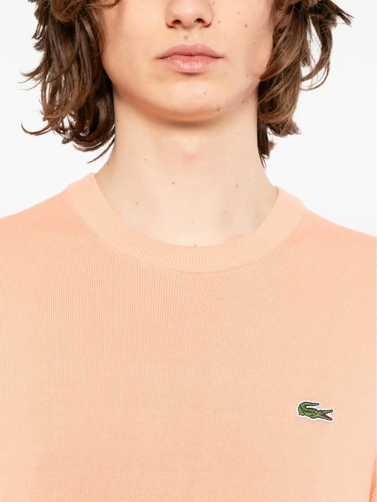 Lacoste ロゴパッチ クルーネック セーター オレンジ - 画像5