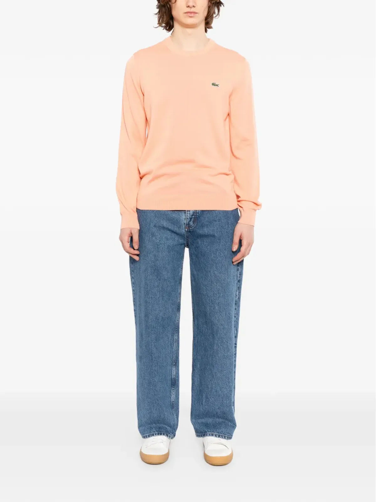 Lacoste ロゴパッチ クルーネック セーター オレンジ - 画像2