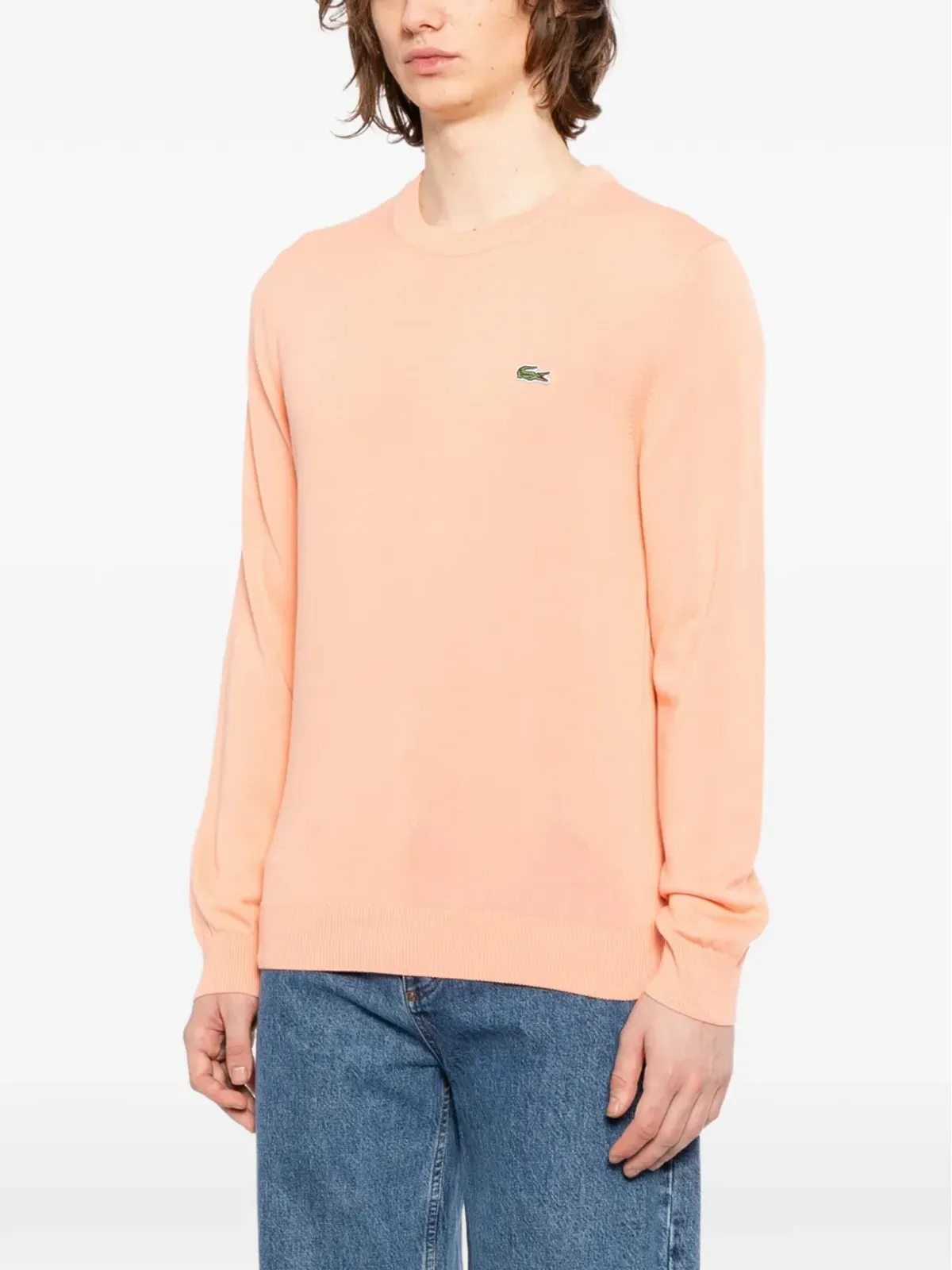 Lacoste ロゴパッチ クルーネック セーター オレンジ - 画像3