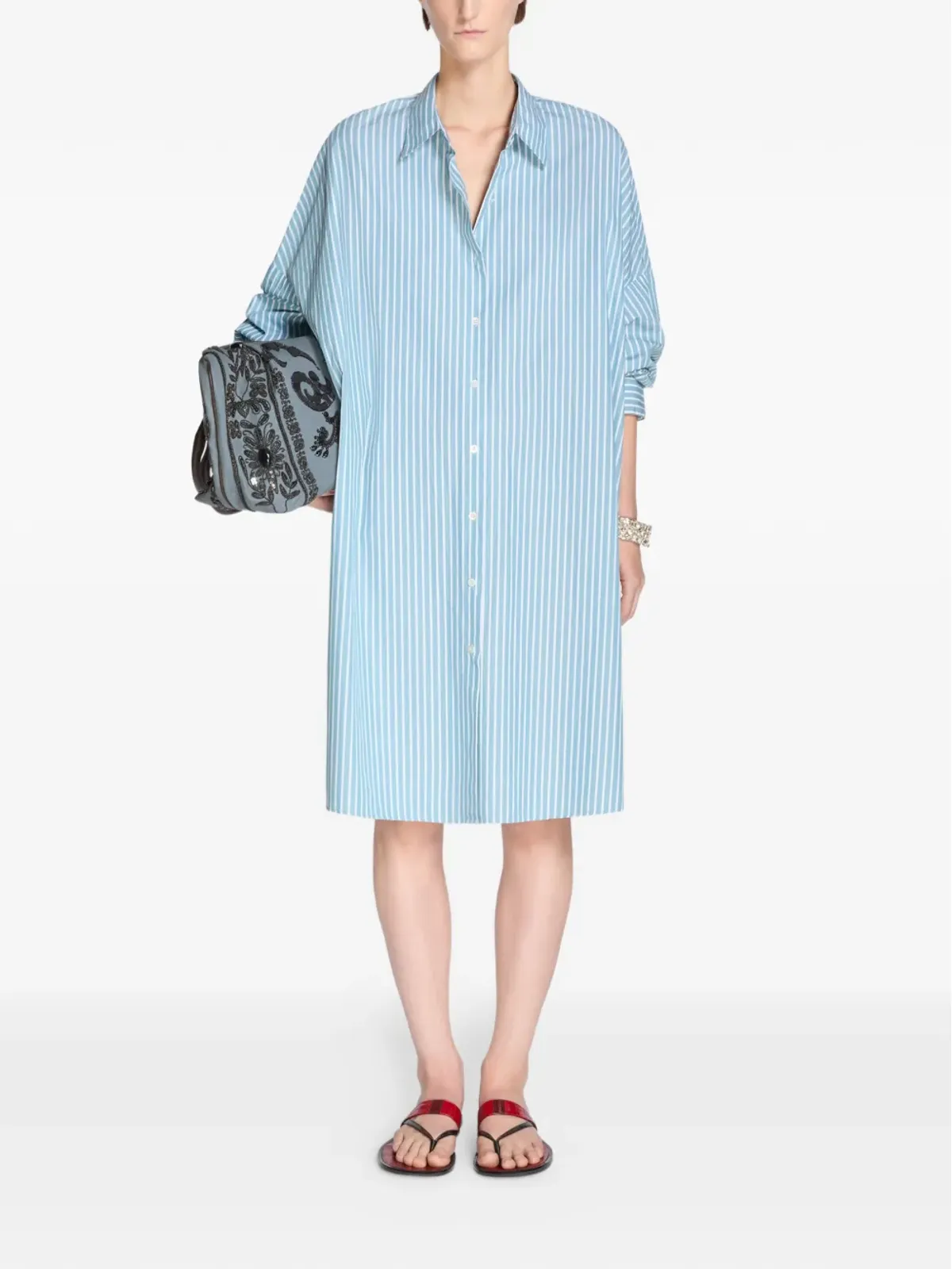 DRIES VAN NOTEN ストライプシャツドレス（ブルー） - 画像2