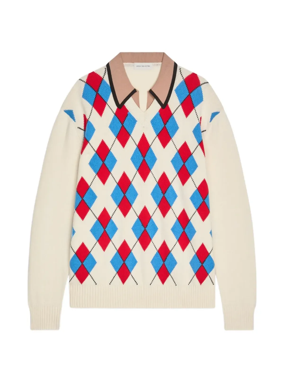 DRIES VAN NOTEN アーガイル柄 襟付きセーター - 画像1