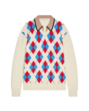 DRIES VAN NOTEN アーガイル柄 襟付きセーター - サムネイル1