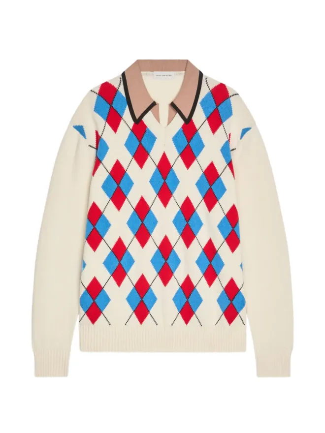 Dries Van Noten DRIES VAN NOTEN アーガイル柄 襟付きセーターの商品画像