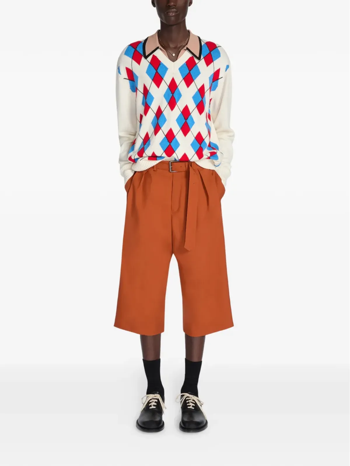 DRIES VAN NOTEN アーガイル柄 襟付きセーター - 画像2