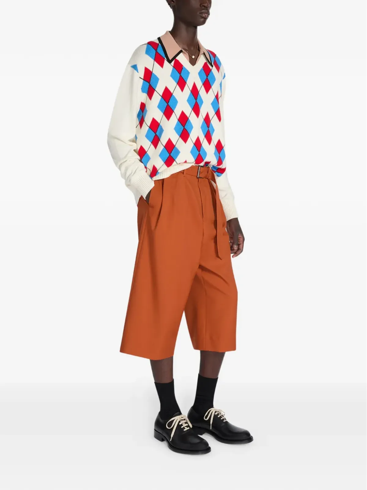 DRIES VAN NOTEN アーガイル柄 襟付きセーター - 画像3