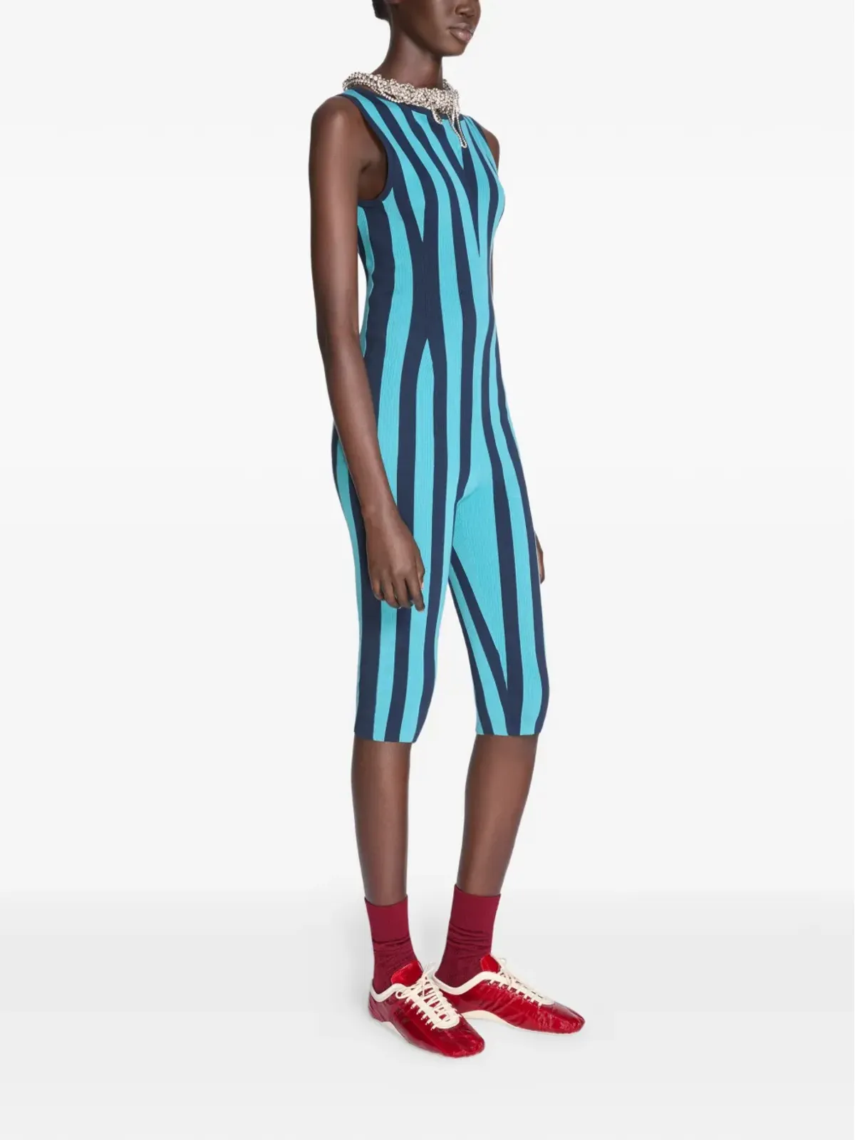 DRIES VAN NOTEN ストライプ柄ジャンプスーツ - 画像3