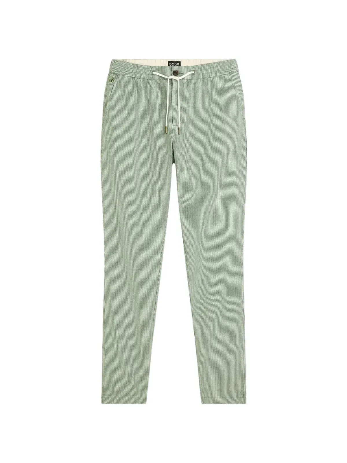 Scotch & Soda ウォーレン ストライプ柄 ドローストリング付きストレートフィット コットンパンツ - グリーン - 画像1