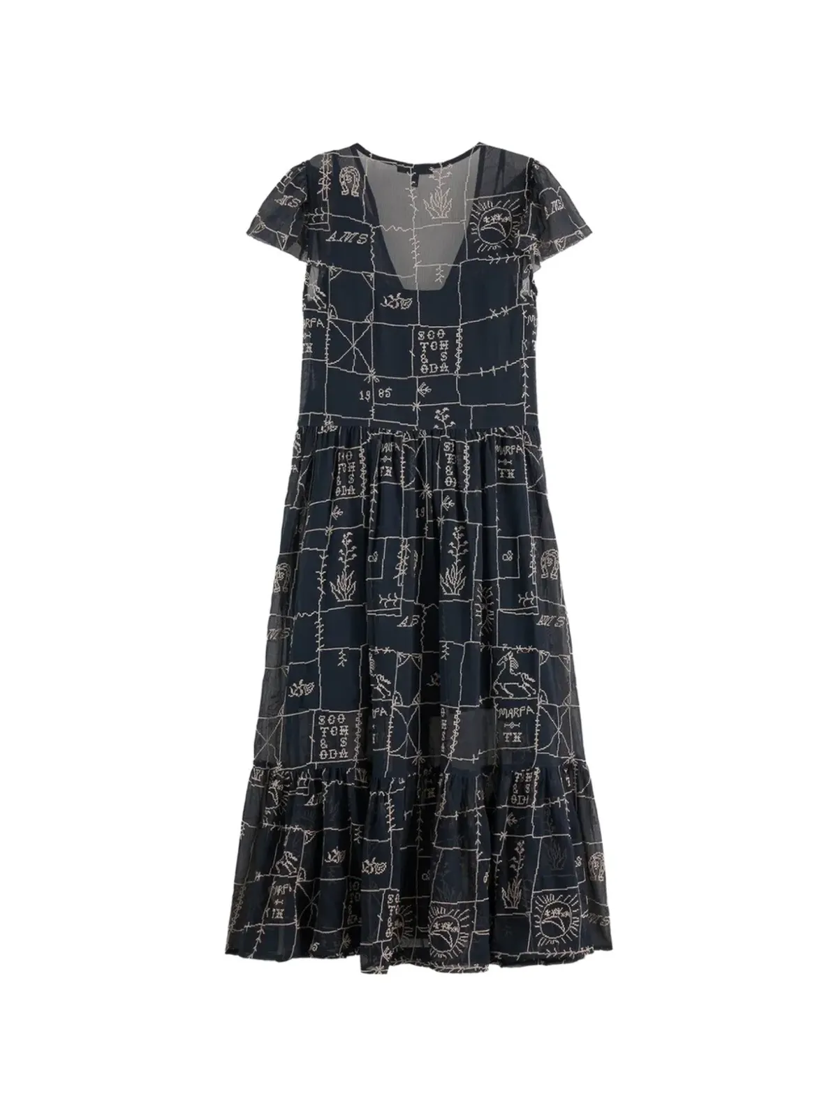 Scotch & Soda パターン柄Vネックミディドレス - 画像1