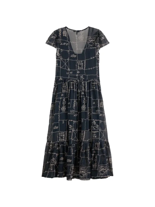 Scotch & Soda Scotch & Soda パターン柄Vネックミディドレスの商品画像