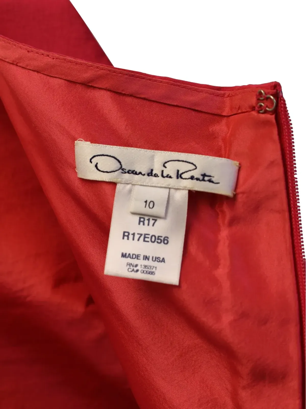 Oscar de la Renta ビンテージ 花柄装飾ノースリーブドレス ミディ丈（赤） - 画像3