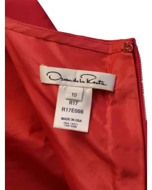 Oscar de la Renta ビンテージ 花柄装飾ノースリーブドレス ミディ丈（赤） - サムネイル3