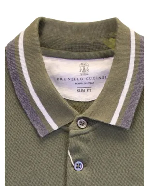 Brunello Cucinelli Vintage グリーンの半袖ポロシャツ - サムネイル3