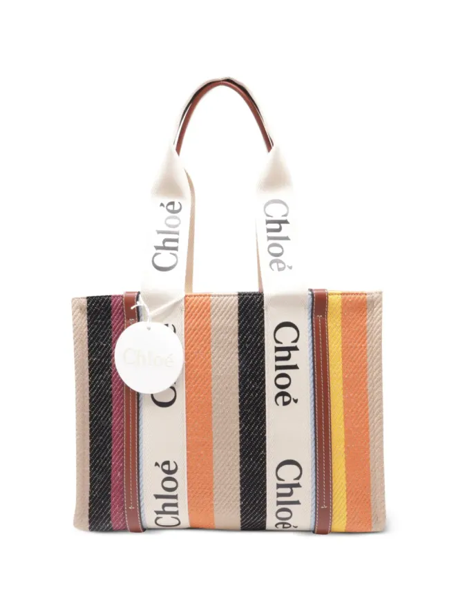 Chloé Vintage Chloé Vintage ウッディストライプ ロゴプリント トートバッグの商品画像