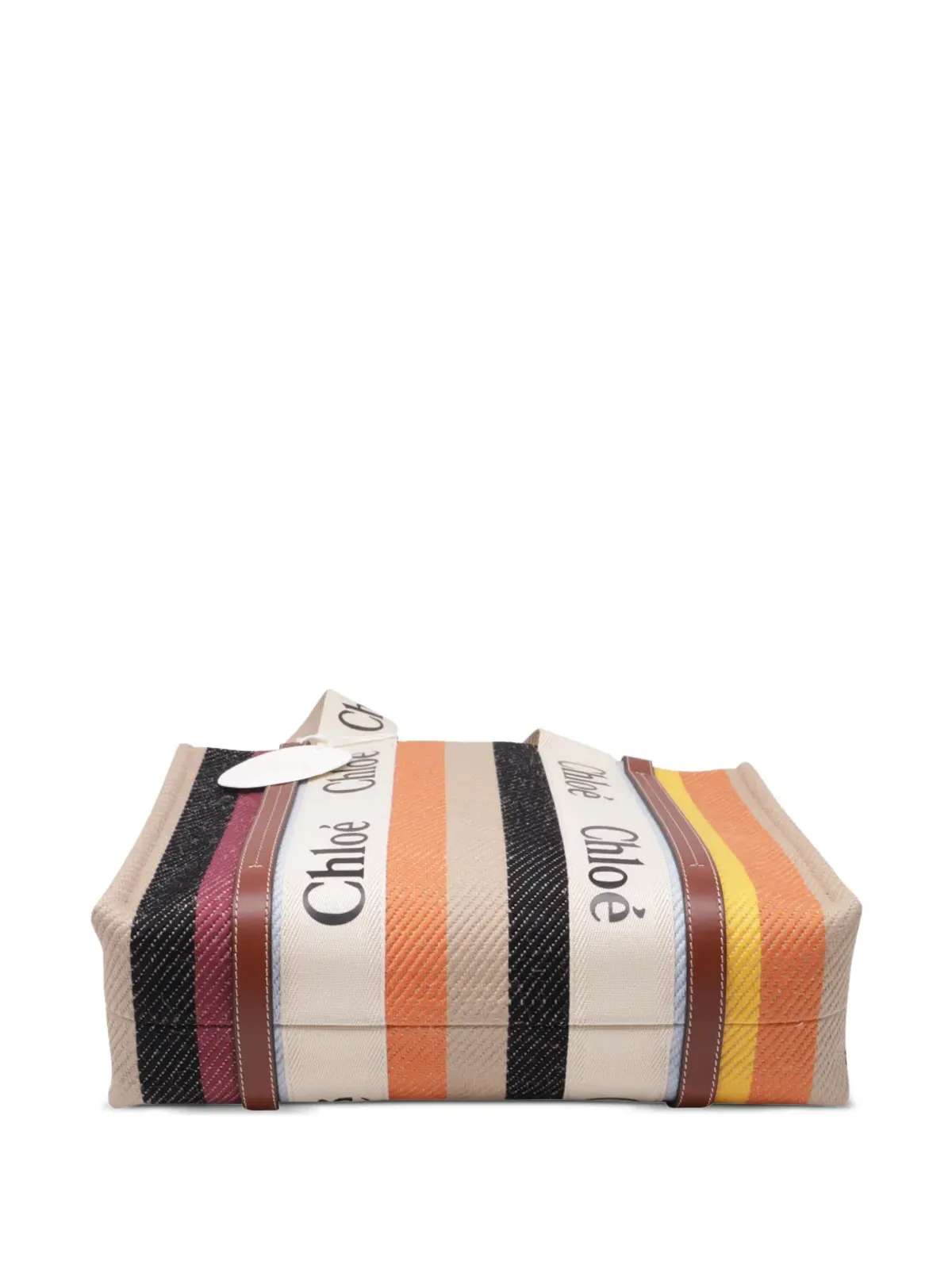 Chloé Vintage ウッディストライプ ロゴプリント トートバッグ - 画像5