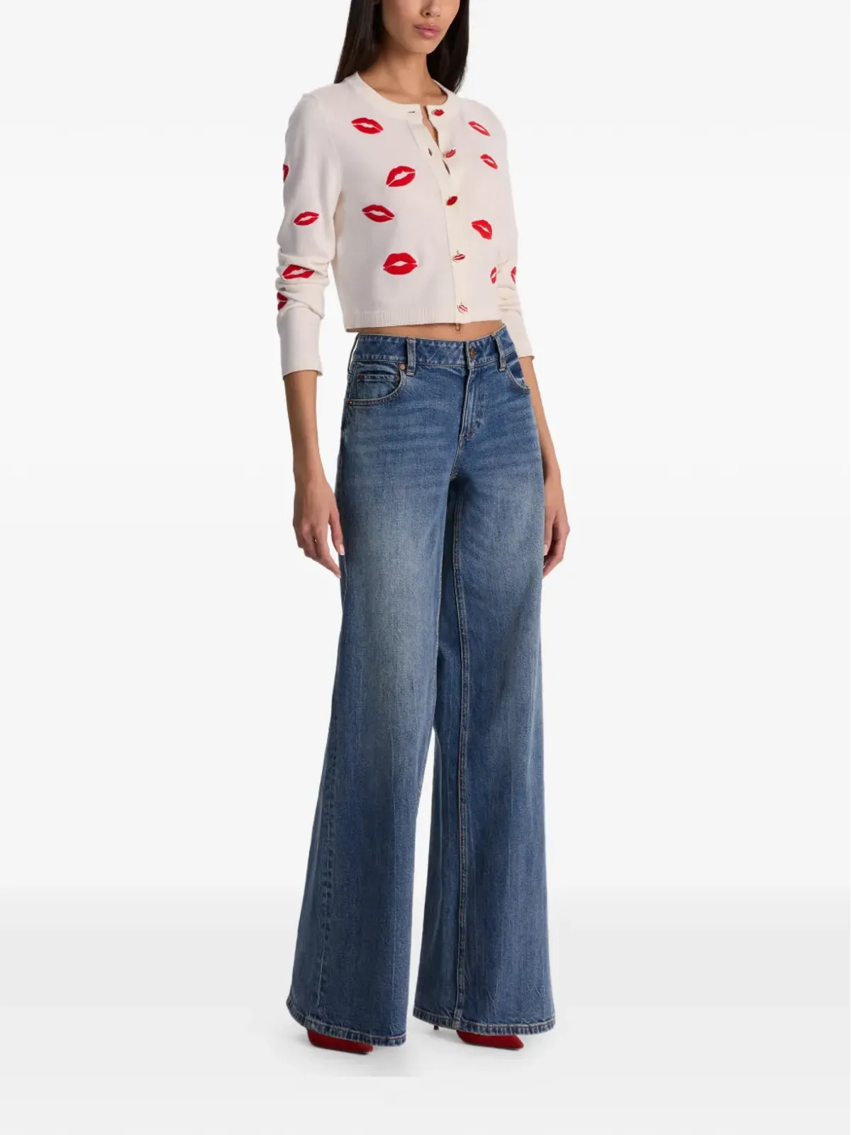 alice + olivia ダローダ リッププリント カーディガン - 画像3