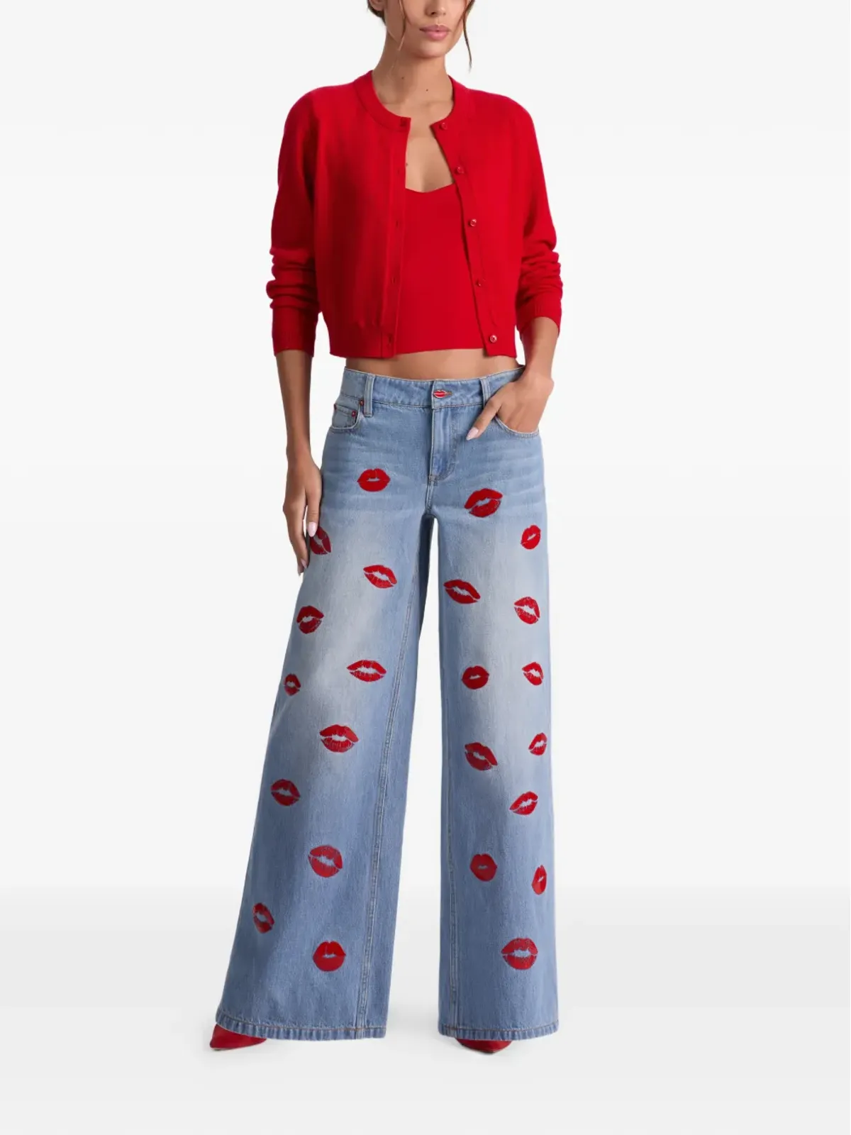 alice + olivia リッププリント・バギージーンズ - 画像2