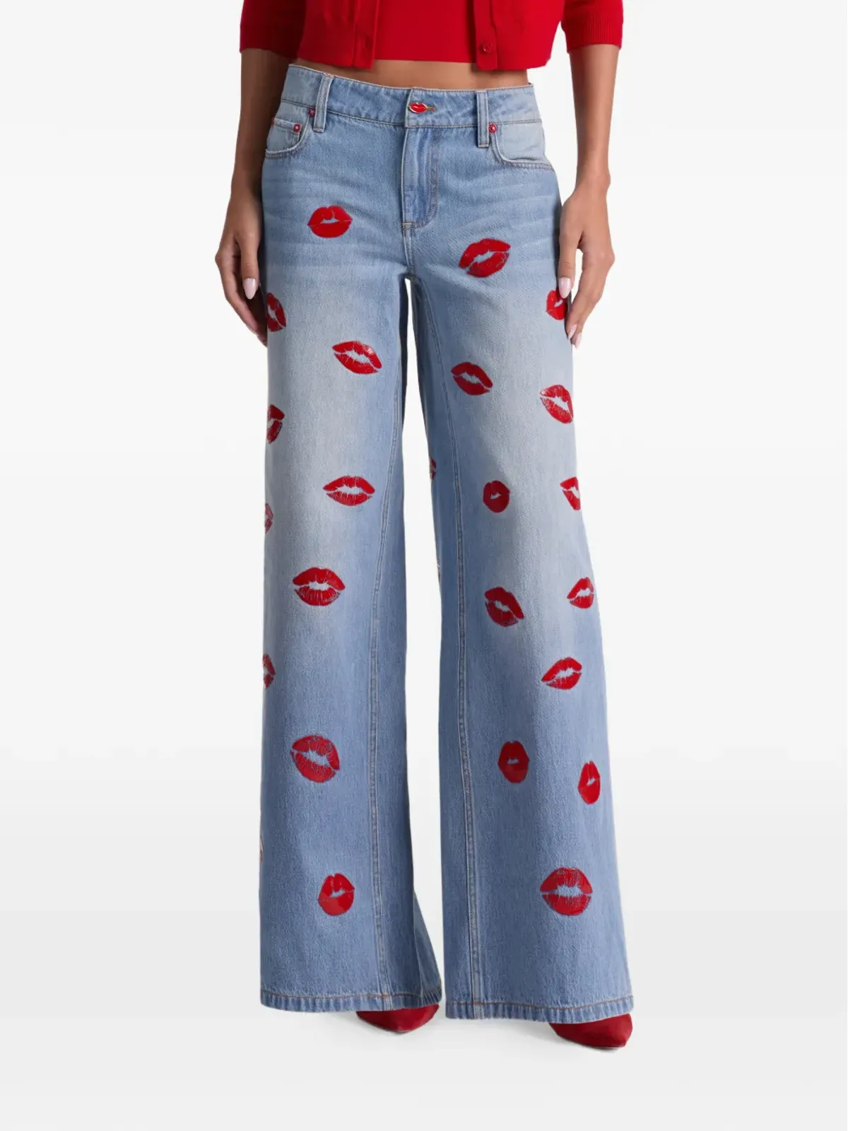 alice + olivia リッププリント・バギージーンズ - 画像4