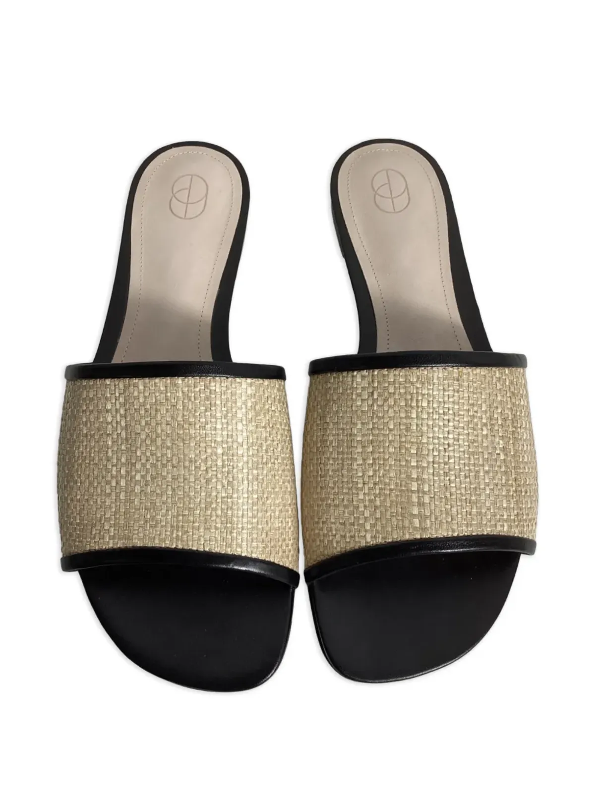 Porte & Paire レザー トリム ラフィア サンダル - 画像3