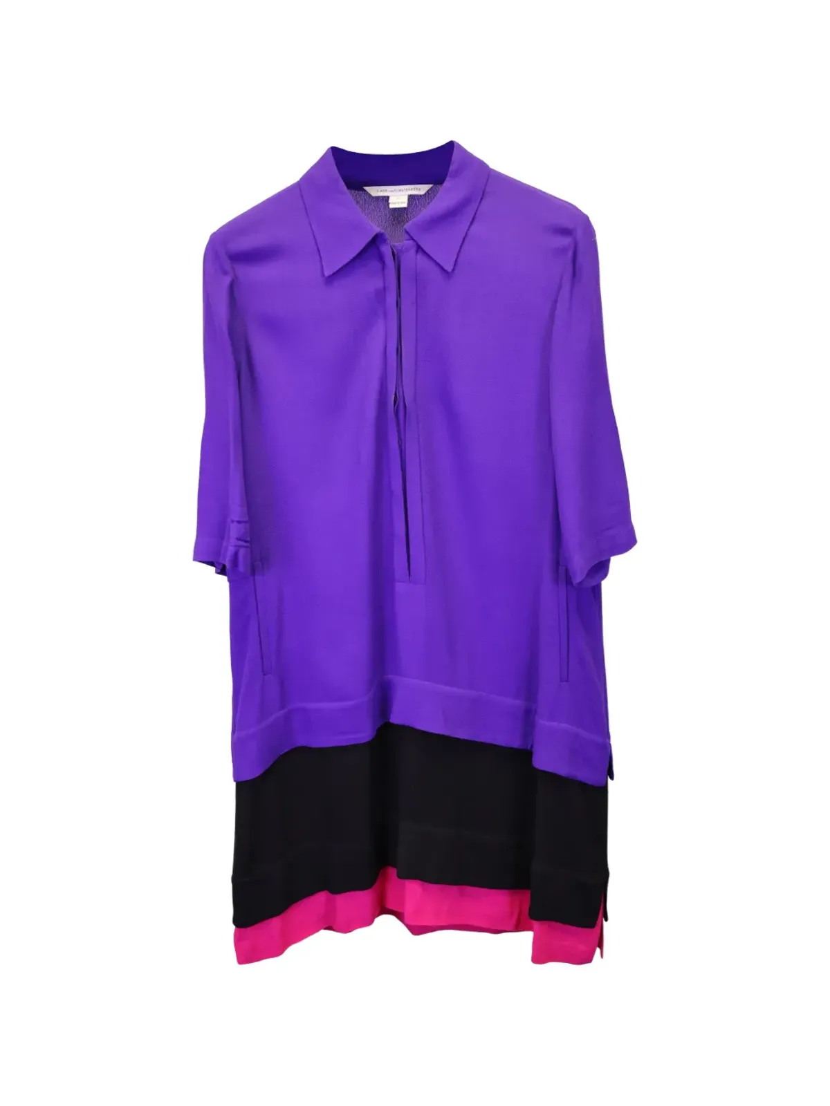 Diane Von Furstenberg Vintage レイヤードカラー・ブロック シャツドレス - 画像1
