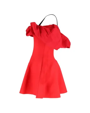 Alexander McQueen Pre-Owned フリル付きコールドショルダーミニドレス - レッド - サムネイル3