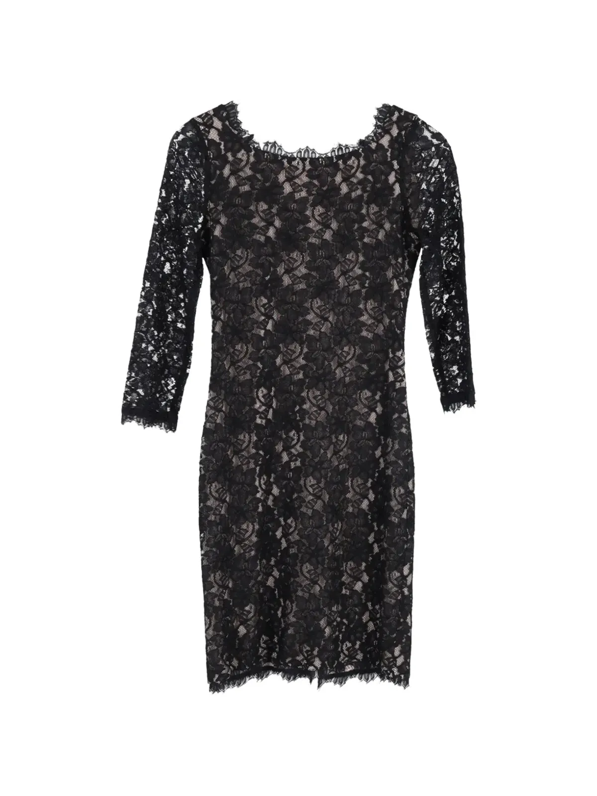 Diane Von Furstenberg Vintage レースオーバーレイ ロングスリーブドレス - 画像1