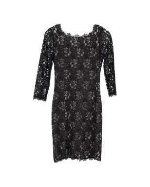 Diane Von Furstenberg Vintage レースオーバーレイ ロングスリーブドレス - サムネイル1