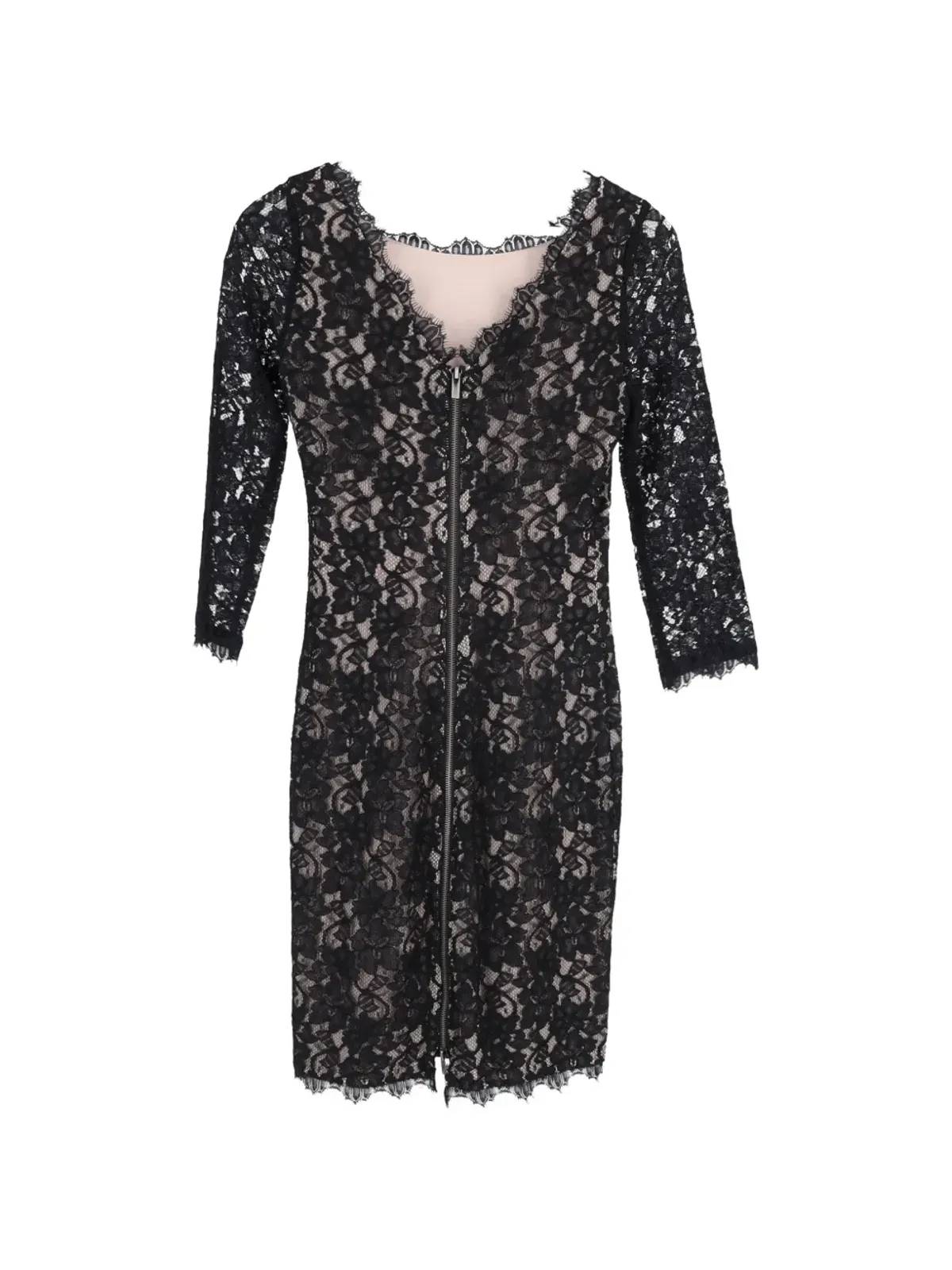 Diane Von Furstenberg Vintage レースオーバーレイ ロングスリーブドレス - 画像2