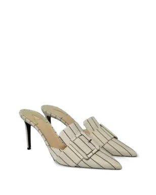 Aquazzura Izy striped mules - Neutrals - サムネイル2