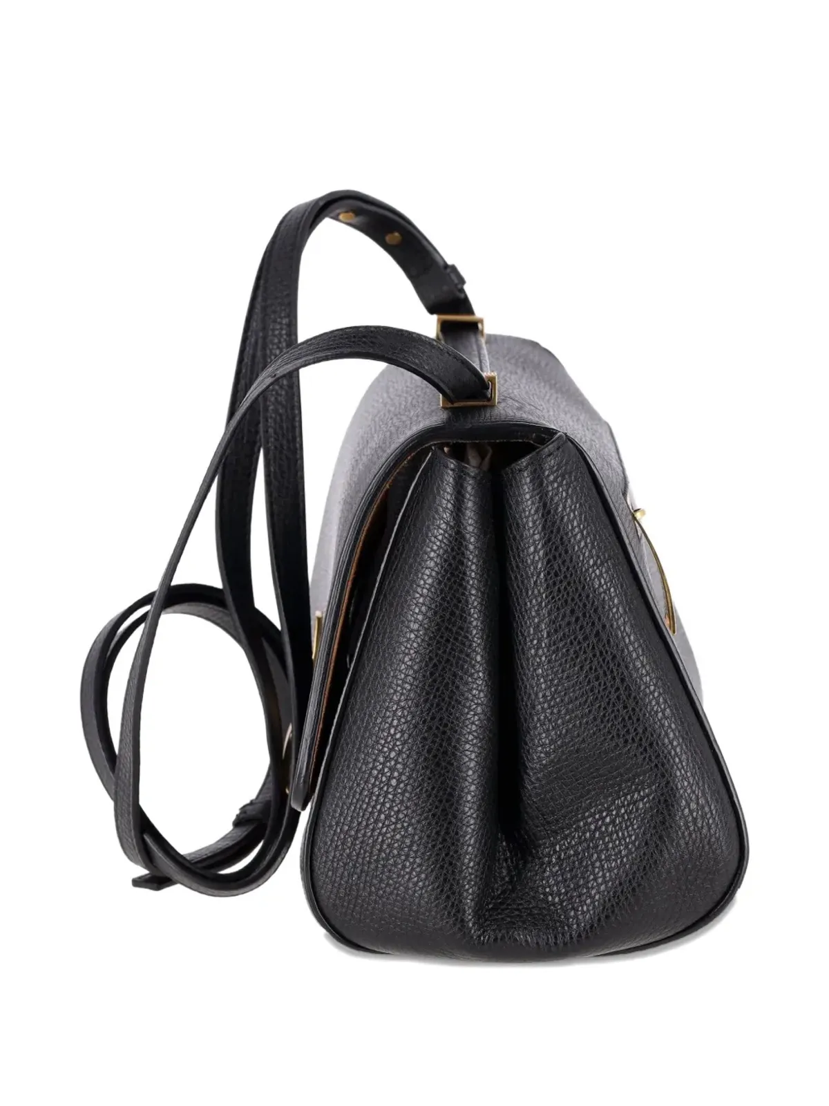 Bottega Veneta ビンテージ アングル レザー ショルダーバッグ - ブラック - 画像4