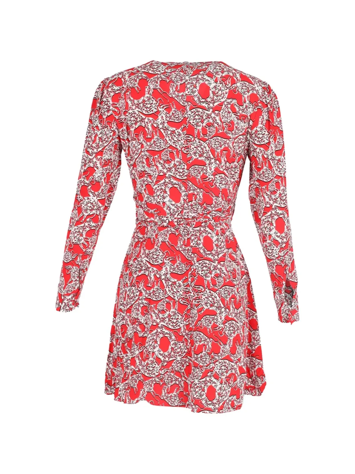 Diane Von Furstenberg Vintage ラップデザインの長袖ドレス - レッド - 画像2