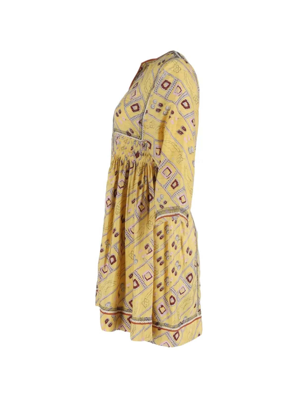 Isabel Marant Vintage Vネック・ミニドレス（イエロー） - 画像3