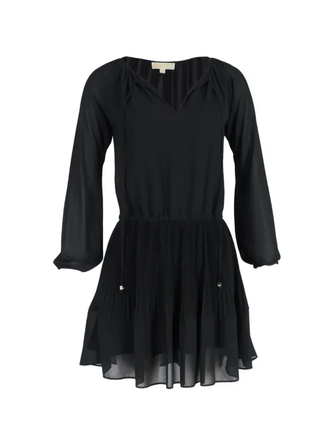 Michael Kors Vintage Michael Kors Vintage プリーツ長袖ミニドレス ブラックの商品画像