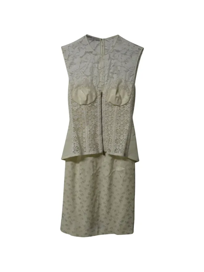 Stella McCartney Pre-Owned Stella McCartney Pre-Owned レースディテール付きミニドレス - Neutralsの商品画像