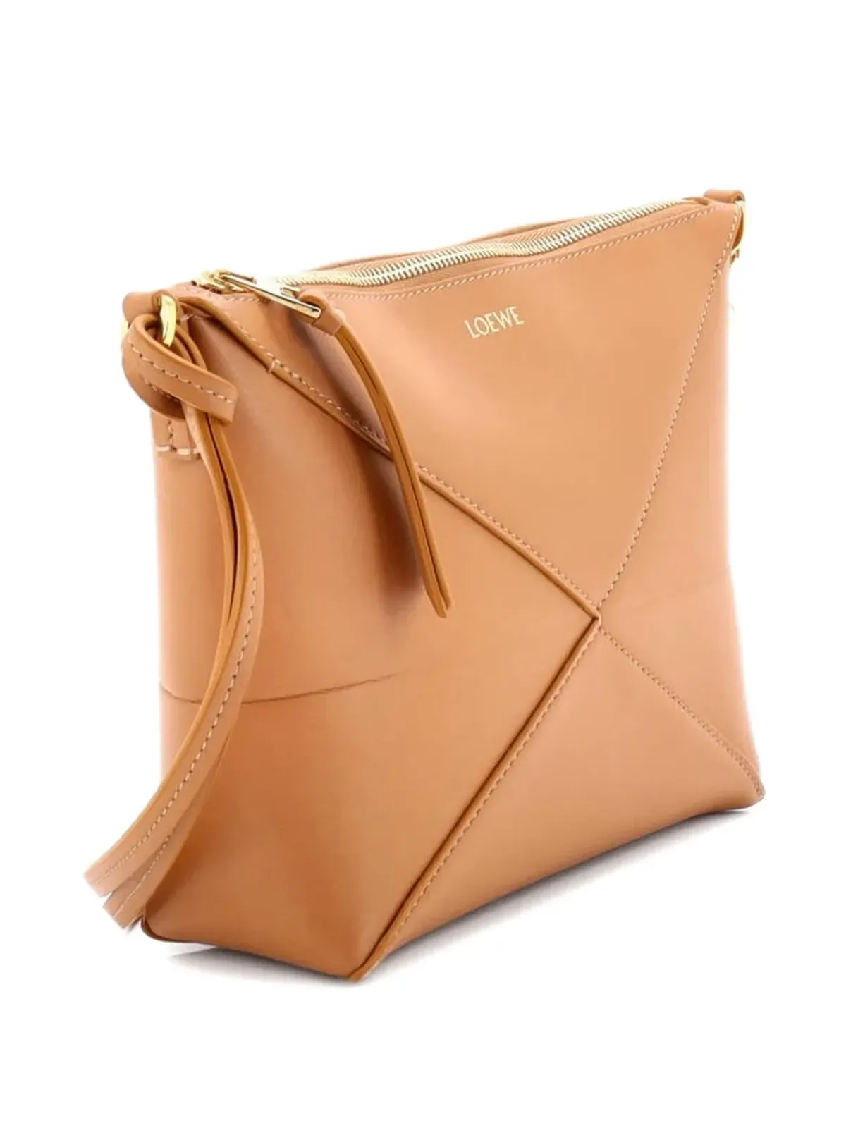 Loewe ビンテージ Puzzle Fold Pouch Bag レザー ショルダーバッグ ブラウン - 画像3